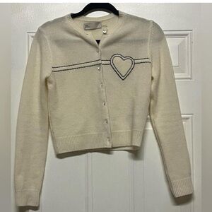 TORY BURCH HEART PICKSTITCH CASHMERE CARDIGAN,